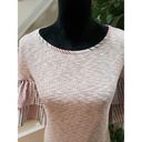 L LOVE  Pink Polyester Round Neck 3/4 Flared Ruffle Sleeve Top Blouse Size Medium Photo 10