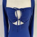 Lush Clothing New Lush Front Tie Cut Out Dress Long Sleeve Bodycon Mini Royal Blue Photo 11