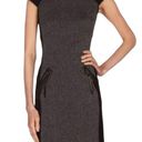 Rebecca Taylor  Gray Black Cap Sleeve Sheath Dress Size 8 Photo 0