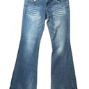 SO  Junior Jeans Wide Leg Streetwear Y2K Distressed Size 11 Blue Stretch Denim Photo 0