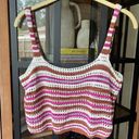 Mango  Crochet Cropped tank top stripes brown pink coverup swim bikini boho Photo 1