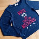 Wildfox  “VOTE YES ON THREE DAY WEEKENDS” Lounge Top, Navy Blue, Red, Size XS Photo 0