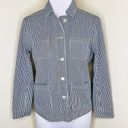 Crown & Ivy  Jean Jacket SMALL Blue Petite Striped Denim Button Front Woven Women Photo 0