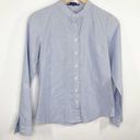 Polo  Slim Fit Blue Pinstripe High Neck Button Front Shirt Women's Size Small S Photo 0