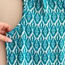 Violet+Claire Women’s Printed V-Neck Tank Top/Shell, Teal and White, Size M Photo 2