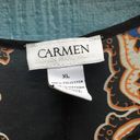 Carmen Marc Valvo  Women's Size XL Semi Sheer Boho Printed Blouse Photo 3