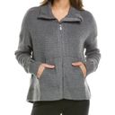 Sweaty Betty  Restful Boucle Knit Sweater Full Zip Jacket | Charcoal Grey | US 14 Photo 1