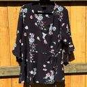 City Chic  Size 18 Womens Wrap Top Black Floral Ruched Sleeve Blouse Photo 1