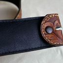 Retro Faux Leather Belt Brown Floral Tooled No Buckle Western Country Boho XL Size 40 Photo 3