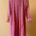 Floral Print Pleated Ruffle Midi Prairie Dress Pink Size XS S Photo 1