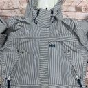 Helly Hansen  Jacket Womens S Blue White Parka Hooded Ski Snowboard Striped Snow Photo 4