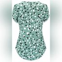 Petal NEW Sage Green Confetti Polka Lace Trim Short  Sleeve Blouse Size Large Photo 5