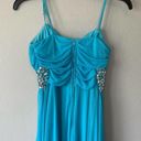 B Darlin  Blue Dress 5/6 Formal High Low Beaded Tulle Adjustable Sleeveless Photo 3