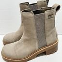 Sorel  Joan Now Chelsea Suede Heeled Bootie Omega Taupe Gum Soles Size 11 Women’s Photo 5