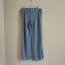 Becca  Blue Jacquard Crochet Beach Pants Size M Drawstring Wide Leg Slit Palazzo Photo 4