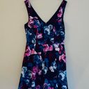 Trixxi Navy Blue Pink Floral Swing Mini Dress Photo 2