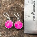 Ultra Pink  sparkly earrings made with Swarovski crystal in silver Photo 2