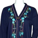 Coldwater Creek  Sweater Women Small Navy Blue Embroider Floral Cardigan Bohemian Photo 4