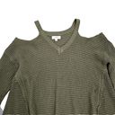 Umgee Sweater Cold Shoulders Open Knit Pullover Sweater Womens Size M Green Boho Photo 3