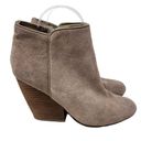 Ecote  Suede Inner Side Zip Closed Almond Toe Wedge Tan Ankle Booties Size 7.5 Photo 2