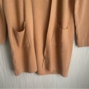 EXPRESS  Cardigan Sweater Womens size Small Tan Open Front Long Tan Pockets Photo 2