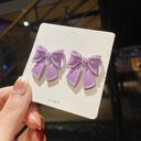 Purple Bow Pearl Stud Earrings for Women Photo 1