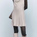 ZARA nwt beige rhinestone strap satin effect mini party coctail dress Photo 3