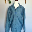 L.L.Bean NWOT  Slightly Fitted Button Down Navy Blue Shirt with Pinstripes Medium Photo 1