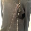 Cache  | suede black embellished asymmetrical zip blazer size large Photo 5