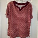 White Stag  Pink Floral Print V Neck Short Sleeve Top 2X Photo 0