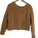 Fossil  Women’s Tan Long Sleeve 100% Cotton Chunky Crewneck Cropped Sweater Small Photo 2