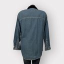 Basic Editions  VTG Christmas Chambray Button Up sz L Womens Shacket Denim Jacket Photo 2