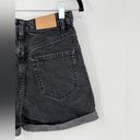 ZARA  High Rise Cuffed Jean Shorts High Waisted Black Acid Stone Wash Zip Size 2 Photo 5