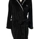 Victoria's Secret  Women's Black Plush Hooded with Belt & Embroidered VS Logo M/L Photo 2