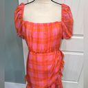 Likely  Havana Pink/Orange plaid faux wrap ruffle mini dress size 12 Photo 5