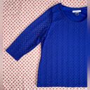 Allison Daley royal blue knit woven 3/4 sleeve sweater women’s size medium Photo 2