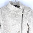 James Perse  Double Breasted Shrunken Sherpa Fleece Jacket Cream Size 3 Large Photo 4