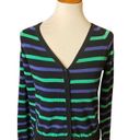 Xxi  Womens Cardigan Sweater Stripe Long Sleeve Button Front V Neck Blue Large Photo 7