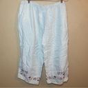 Style & Co  linen Capri Pants 22W embroidered flowers Photo 3