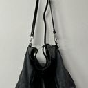 Moda Luxe Leather Hobo Purse Leather blue floral lining Zip Closure Black Grey Photo 1