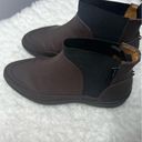 JACK  Erwin Brown Rubberized Calf Leather Ankle Chelsea Boots . Photo 2