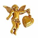 Cherub Holding a Heart Brooch, Gold Tone Photo 5