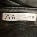 ZARA  Black Faux Leather High Rise Fitted Ankle Straight Leg Pants Size 00 Photo 3