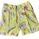 Ralph Lauren Lauren  Yellow Floral High Waisted Linen Vintage Shorts 6 Photo 0