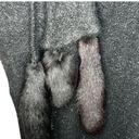 Elle  et Lui Wool Wrap Coat with Black Fox Tails Photo 3