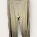 Soft Surroundings  Womens Large Pull On Faux Suede Eyelet Boho Cropped Pants Photo 0