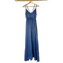 The Vanity Room  Blue Cross Back Satin Slip Maxi Gown Dress XS Photo 1