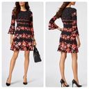 Alfani  long bell sleeve berry shimmer wine floral swing dress size 16P NWT Photo 1