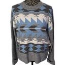 a.n.a Aztec Print Multicolor Gray Crew Neck Pullover Sweater Oversized Medium NWT Photo 1