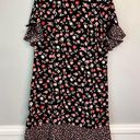 Talbots , Black Floral Dress w/Contrast Ruffle Hem and Sleeves, Size 16W Petite Photo 0